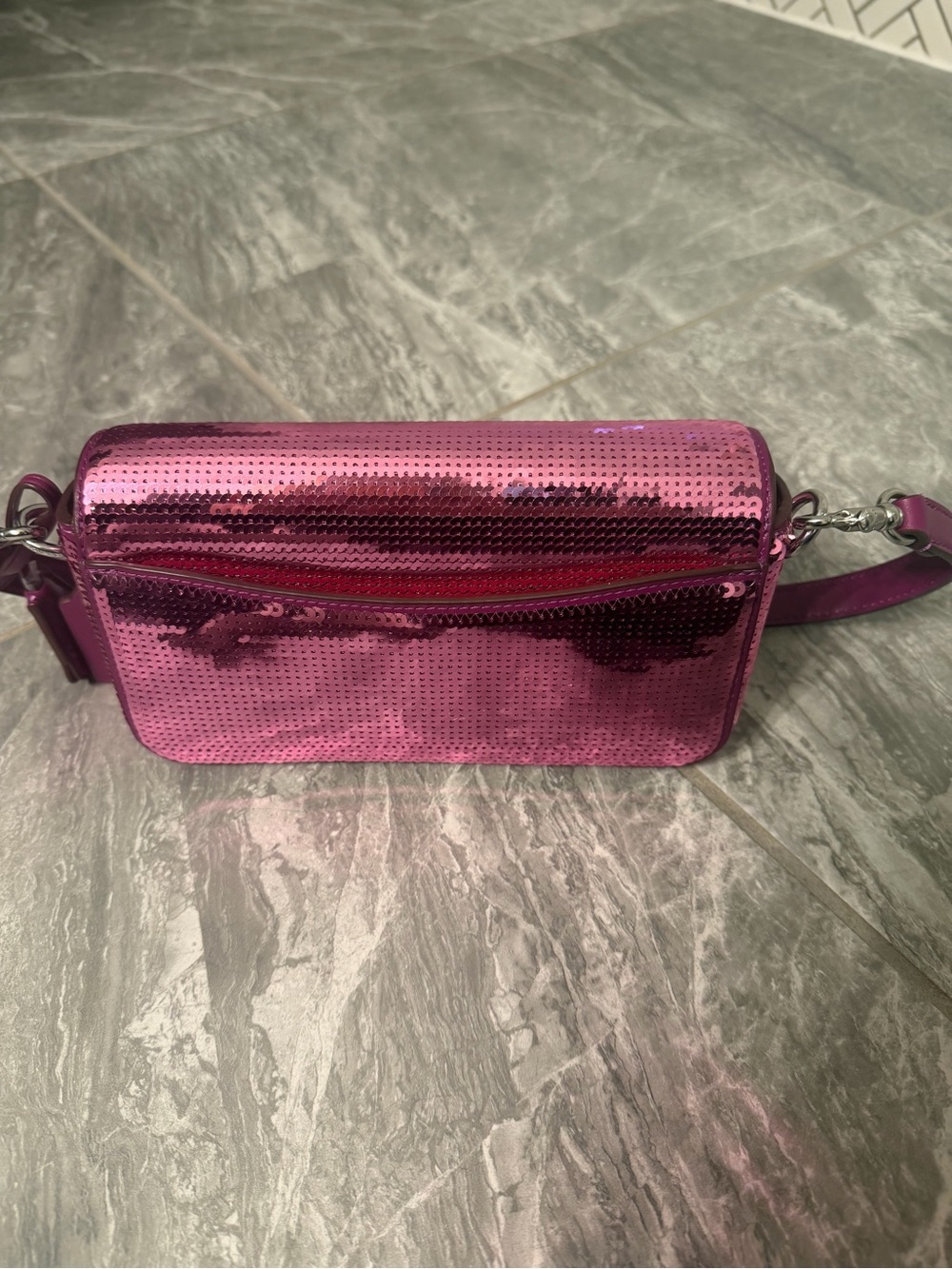Coach Studio Baguette Pink Sequin Shoulder & Crossbody Bag - Picture 3 of 12